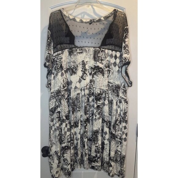 Torrid Disney's Alice In Wonderland All Over Print Mesh Short Sleeve Dress Sz 6X - Picture 5 of 10